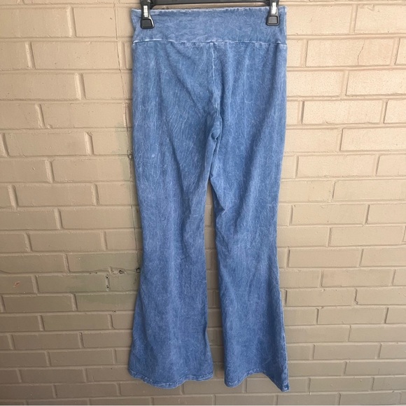 Chatoyant Steele Blue Stretch Lounge Flare Pants M Fringe $98 - Picture 6 of 7